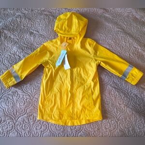 Cat & Jack Yellow Kids' Hooded Rain Jacket with Reflective Stripes Size 2T